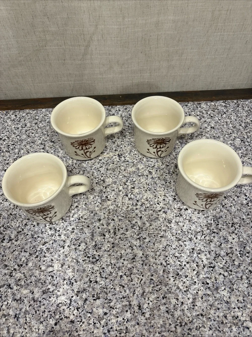 RARE Vintage Daisy Ceramic Cup/Mug Royal China USA Americana Autumn Mist Set - 4